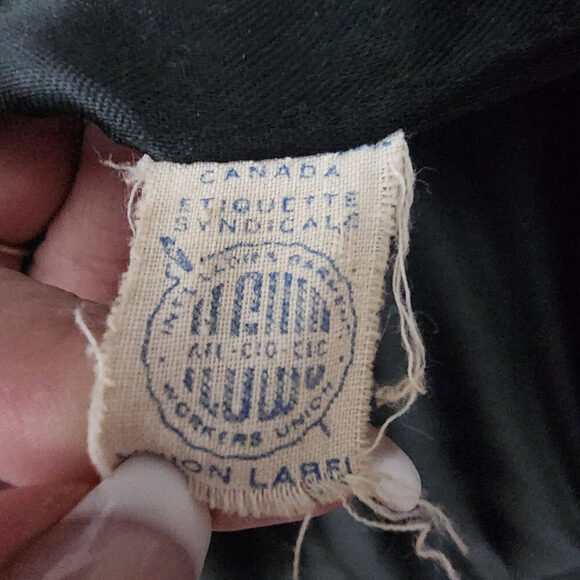 Vintage Union Label Black Faux Fur Pea Coat Size L - Picture 8 of 9